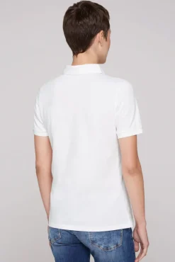 Cheap CAMP DAVID & SOCCX Kurzarmpolo aus Pikee mit Logo Print opticwhite