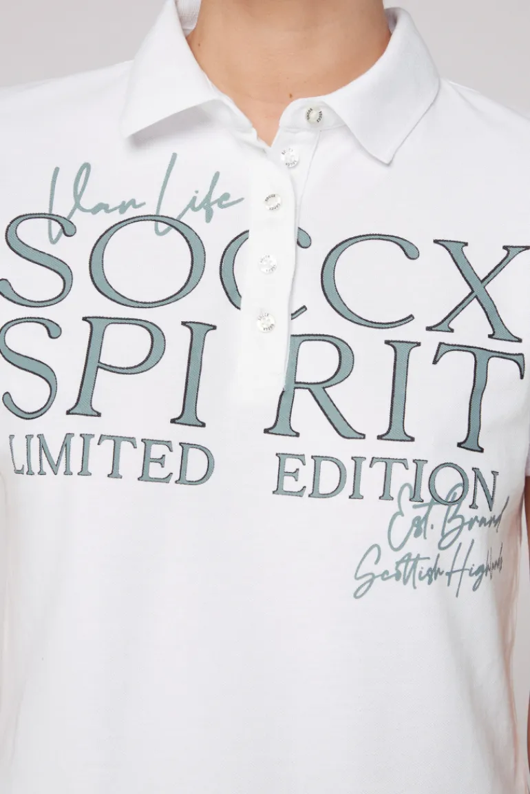 Cheap CAMP DAVID & SOCCX Kurzarmpolo aus Pikee mit Logo Print opticwhite