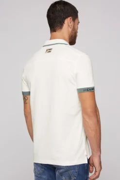 Cheap CAMP DAVID & SOCCX Kurzarmpolo mit Flockprint und Tapes ivory