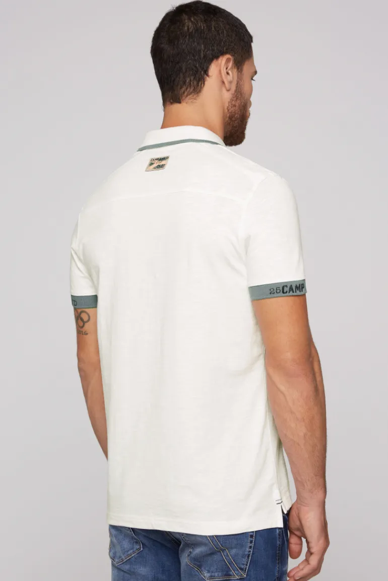 Cheap CAMP DAVID & SOCCX Kurzarmpolo mit Flockprint und Tapes ivory