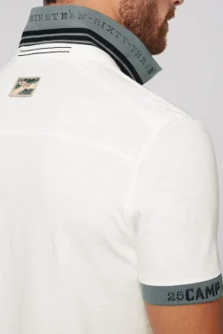 Cheap CAMP DAVID & SOCCX Kurzarmpolo mit Flockprint und Tapes ivory