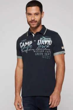 Sale CAMP DAVID & SOCCX Kurzarmpolo mit Flockprint und Tapes blue navy bluenavy