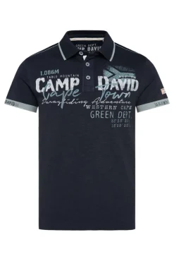 Sale CAMP DAVID & SOCCX Kurzarmpolo mit Flockprint und Tapes blue navy bluenavy