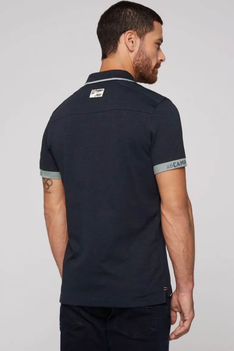Sale CAMP DAVID & SOCCX Kurzarmpolo mit Flockprint und Tapes blue navy bluenavy
