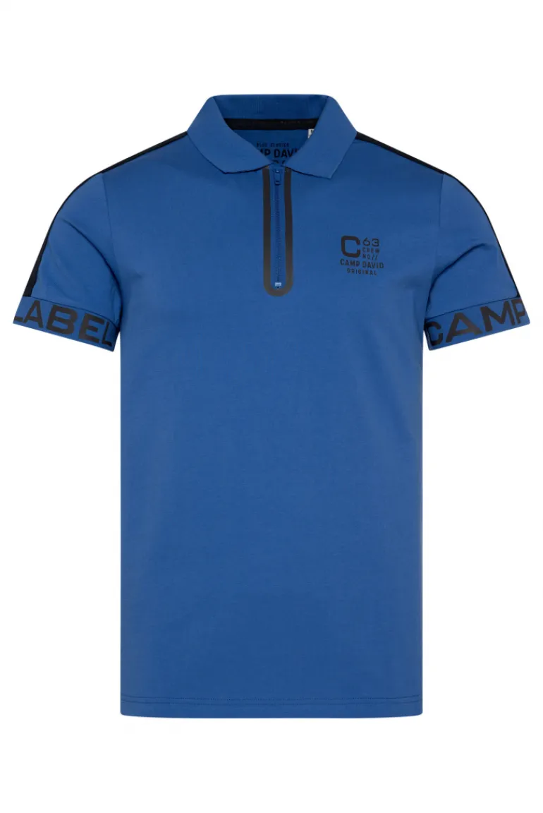 Flash Sale CAMP DAVID & SOCCX Kurzarmpolo mit Folienprints strong blue strongblue