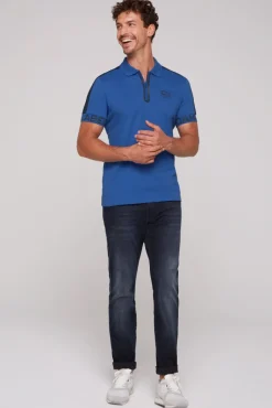 Flash Sale CAMP DAVID & SOCCX Kurzarmpolo mit Folienprints strong blue strongblue