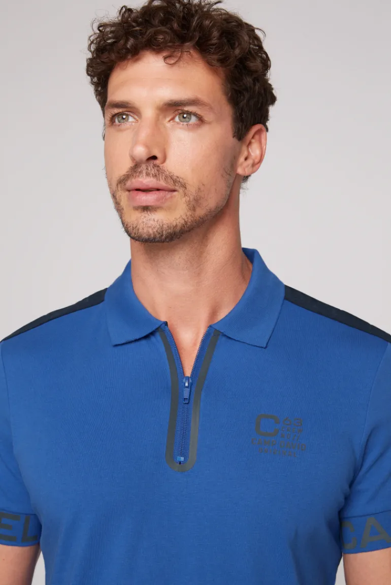 Flash Sale CAMP DAVID & SOCCX Kurzarmpolo mit Folienprints strong blue strongblue