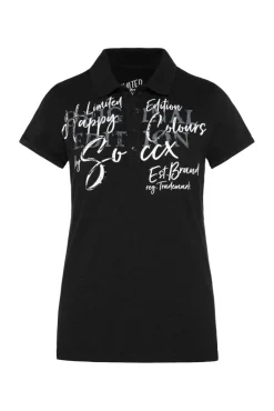 Shop CAMP DAVID & SOCCX Kurzarmpolo mit Print und Pailletten black