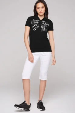 Shop CAMP DAVID & SOCCX Kurzarmpolo mit Print und Pailletten black