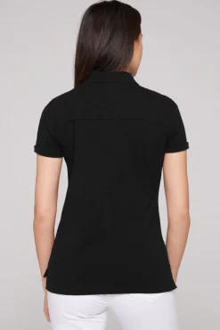 Shop CAMP DAVID & SOCCX Kurzarmpolo mit Print und Pailletten black