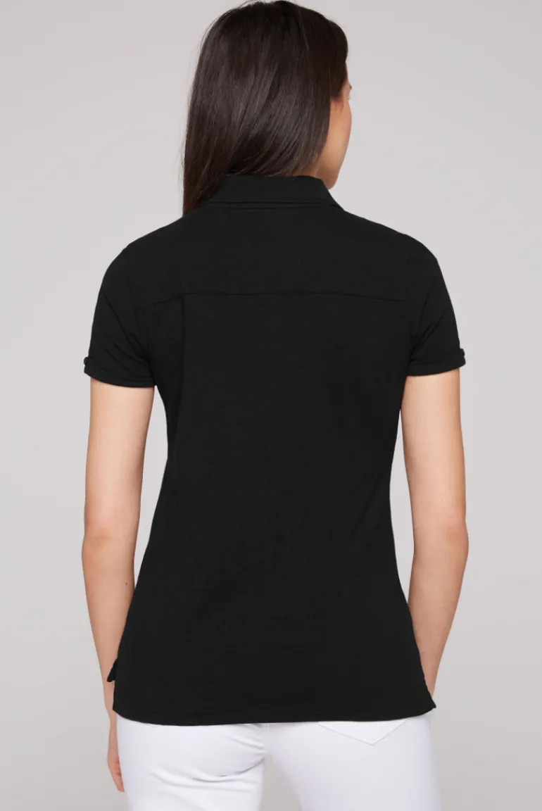 Shop CAMP DAVID & SOCCX Kurzarmpolo mit Print und Pailletten black