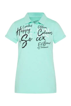 Discount CAMP DAVID & SOCCX Kurzarmpolo mit Print und Pailletten neo aqua neoaqua