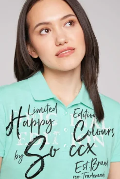 Discount CAMP DAVID & SOCCX Kurzarmpolo mit Print und Pailletten neo aqua neoaqua