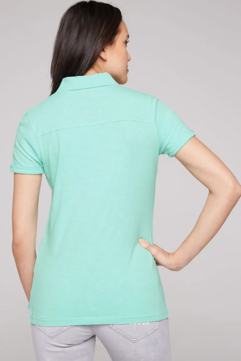 Discount CAMP DAVID & SOCCX Kurzarmpolo mit Print und Pailletten neo aqua neoaqua