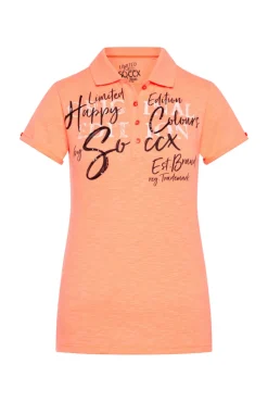 Hot CAMP DAVID & SOCCX Kurzarmpolo mit Print und Pailletten neon orange neonorange