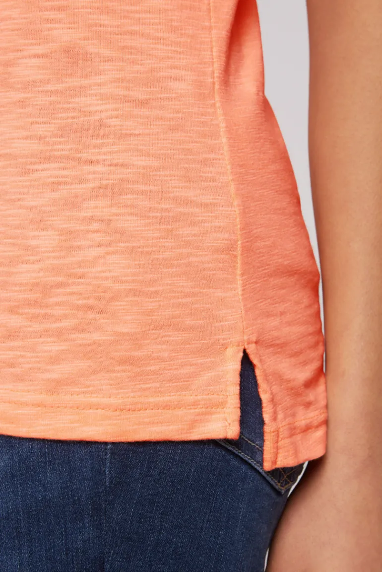 Hot CAMP DAVID & SOCCX Kurzarmpolo mit Print und Pailletten neon orange neonorange