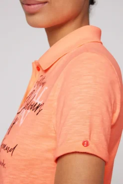 Hot CAMP DAVID & SOCCX Kurzarmpolo mit Print und Pailletten neon orange neonorange