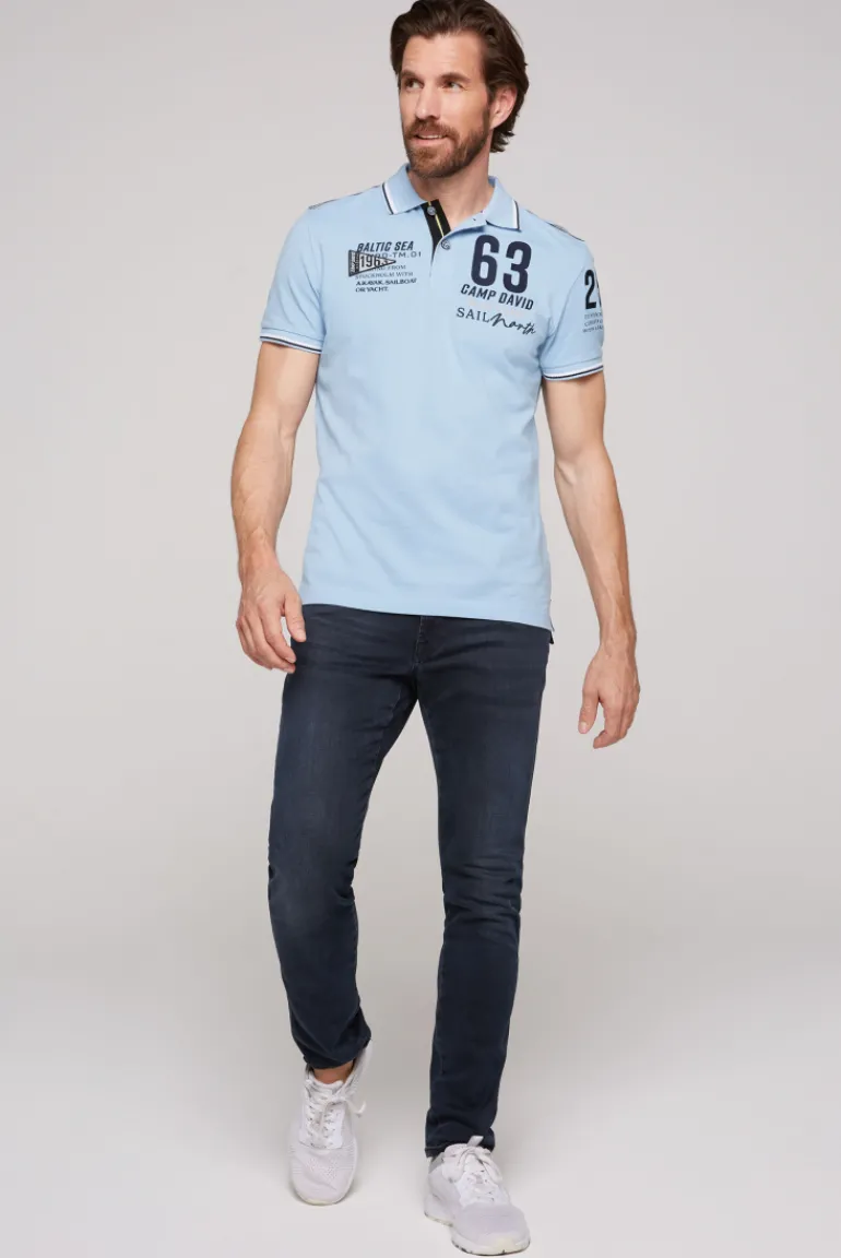 Online CAMP DAVID & SOCCX Kurzarmpolo Pikee mit Logo Artworks summer blue summerblue