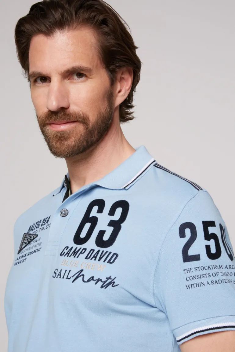 Online CAMP DAVID & SOCCX Kurzarmpolo Pikee mit Logo Artworks summer blue summerblue
