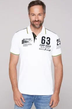 Discount CAMP DAVID & SOCCX Kurzarmpolo Pikee mit Logo Artworks opticwhite
