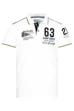 Discount CAMP DAVID & SOCCX Kurzarmpolo Pikee mit Logo Artworks opticwhite