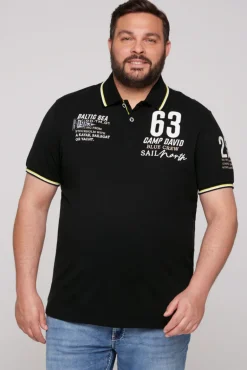 Cheap CAMP DAVID & SOCCX Kurzarmpolo Pikee mit Logo Artworks black