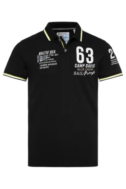 Cheap CAMP DAVID & SOCCX Kurzarmpolo Pikee mit Logo Artworks black