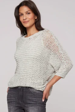Hot CAMP DAVID & SOCCX Kurzarm-Pullover aus Strukturgarn stone beige stonebeige