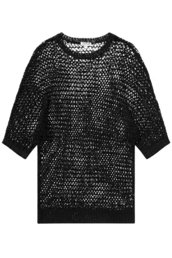 Cheap CAMP DAVID & SOCCX Kurzarm-Pullover aus Strukturgarn black