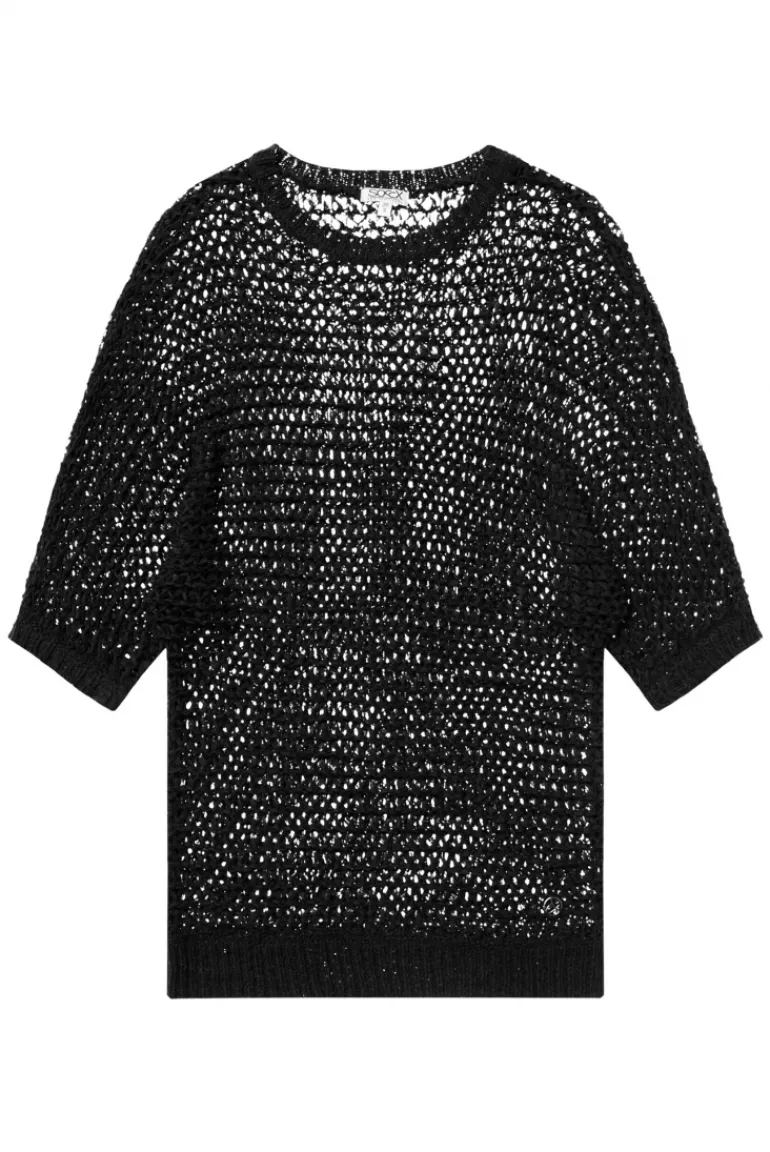 Cheap CAMP DAVID & SOCCX Kurzarm-Pullover aus Strukturgarn black