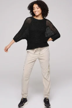 Cheap CAMP DAVID & SOCCX Kurzarm-Pullover aus Strukturgarn black