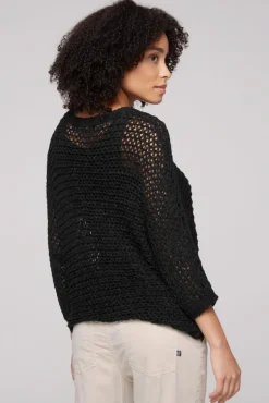 Cheap CAMP DAVID & SOCCX Kurzarm-Pullover aus Strukturgarn black
