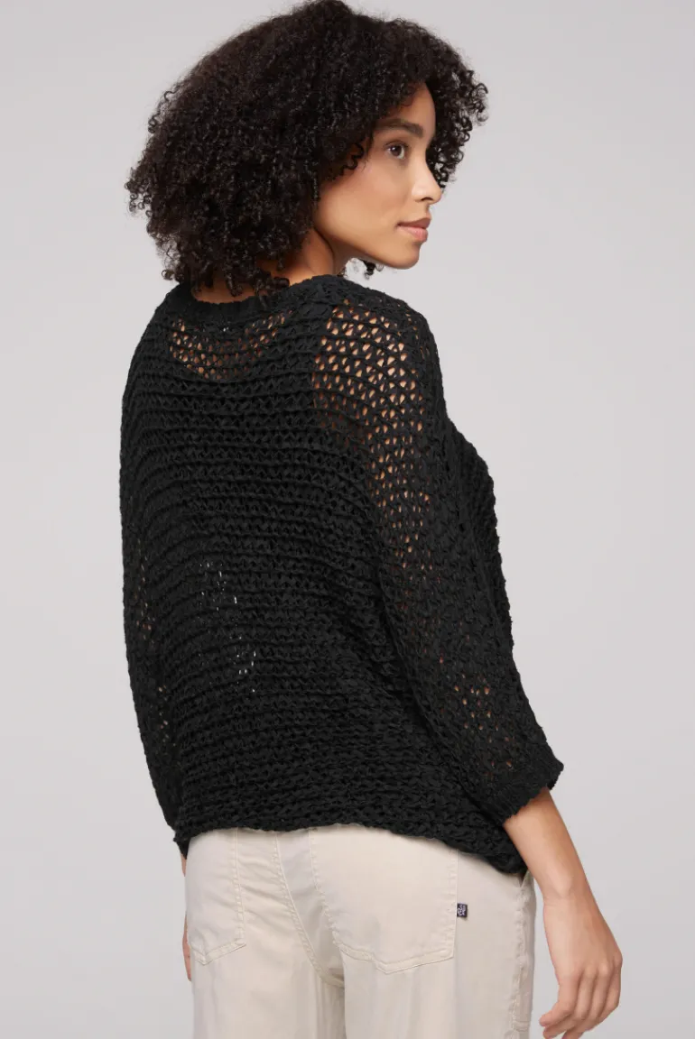 Cheap CAMP DAVID & SOCCX Kurzarm-Pullover aus Strukturgarn black