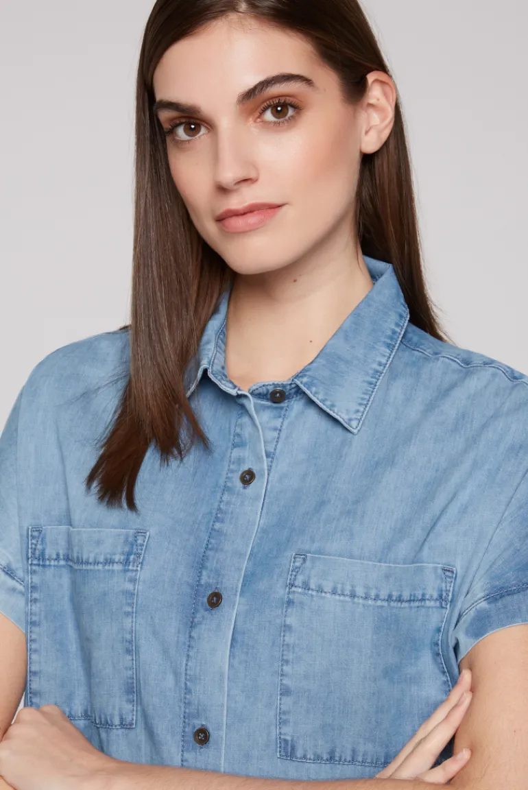 Store CAMP DAVID & SOCCX Kurzes Jeansblusenkleid mid blue wash | XS midbluewash