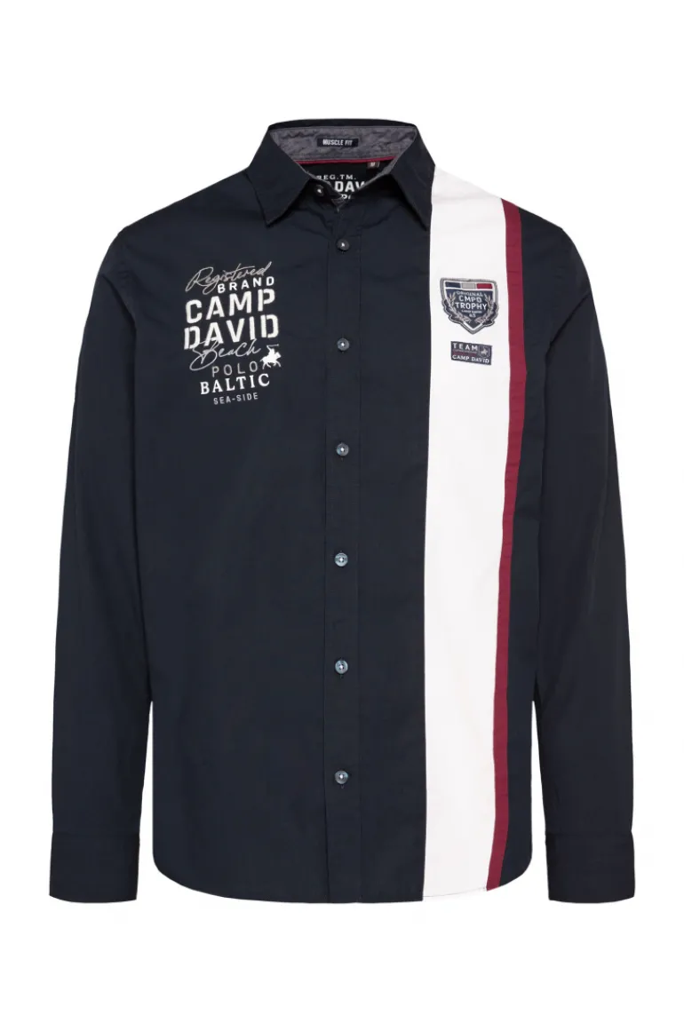 Clearance CAMP DAVID & SOCCX Langarmhemd mit Color-Blocking und Artworks blue navy bluenavy
