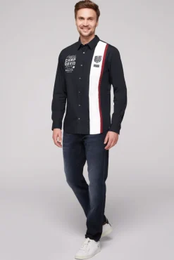 Clearance CAMP DAVID & SOCCX Langarmhemd mit Color-Blocking und Artworks blue navy bluenavy
