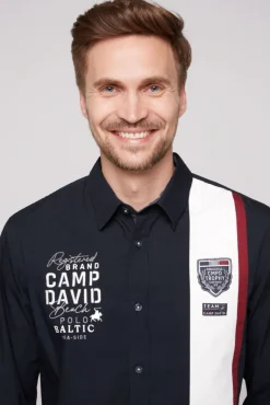 Clearance CAMP DAVID & SOCCX Langarmhemd mit Color-Blocking und Artworks blue navy bluenavy