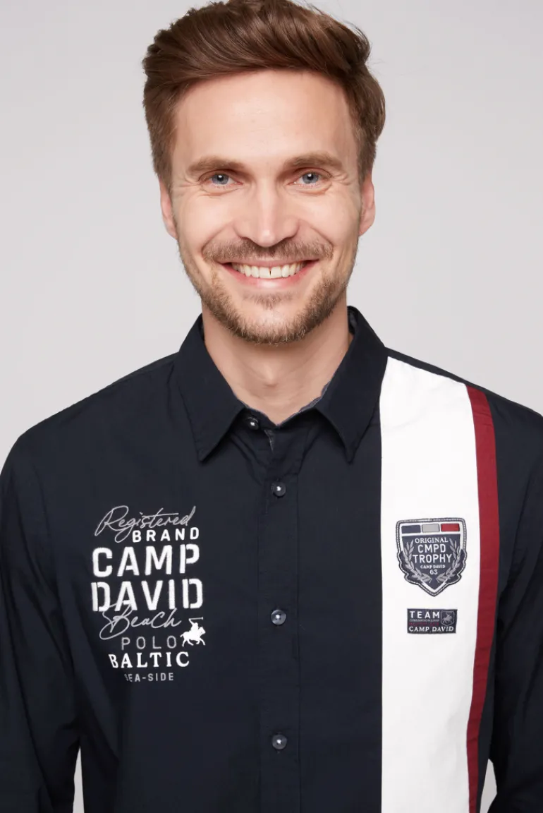 Clearance CAMP DAVID & SOCCX Langarmhemd mit Color-Blocking und Artworks blue navy bluenavy
