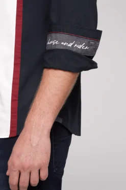 Clearance CAMP DAVID & SOCCX Langarmhemd mit Color-Blocking und Artworks blue navy bluenavy