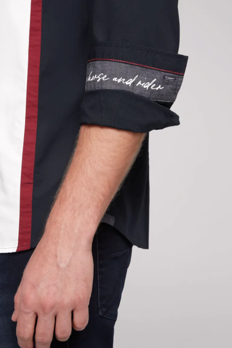 Clearance CAMP DAVID & SOCCX Langarmhemd mit Color-Blocking und Artworks blue navy bluenavy