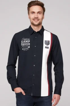 Discount CAMP DAVID & SOCCX Langarmhemd mit Color-Blocking und Artworks blue navy bluenavy