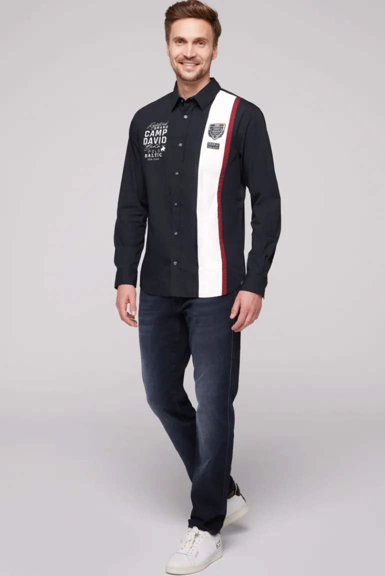 Discount CAMP DAVID & SOCCX Langarmhemd mit Color-Blocking und Artworks blue navy bluenavy