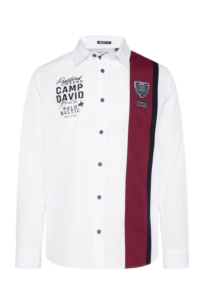 Shop CAMP DAVID & SOCCX Langarmhemd mit Color-Blocking und Artworks opticwhite
