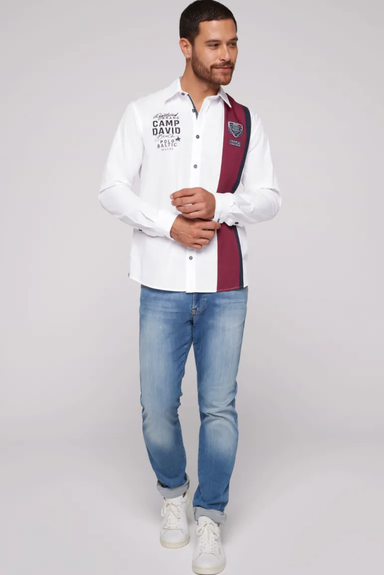 Shop CAMP DAVID & SOCCX Langarmhemd mit Color-Blocking und Artworks opticwhite