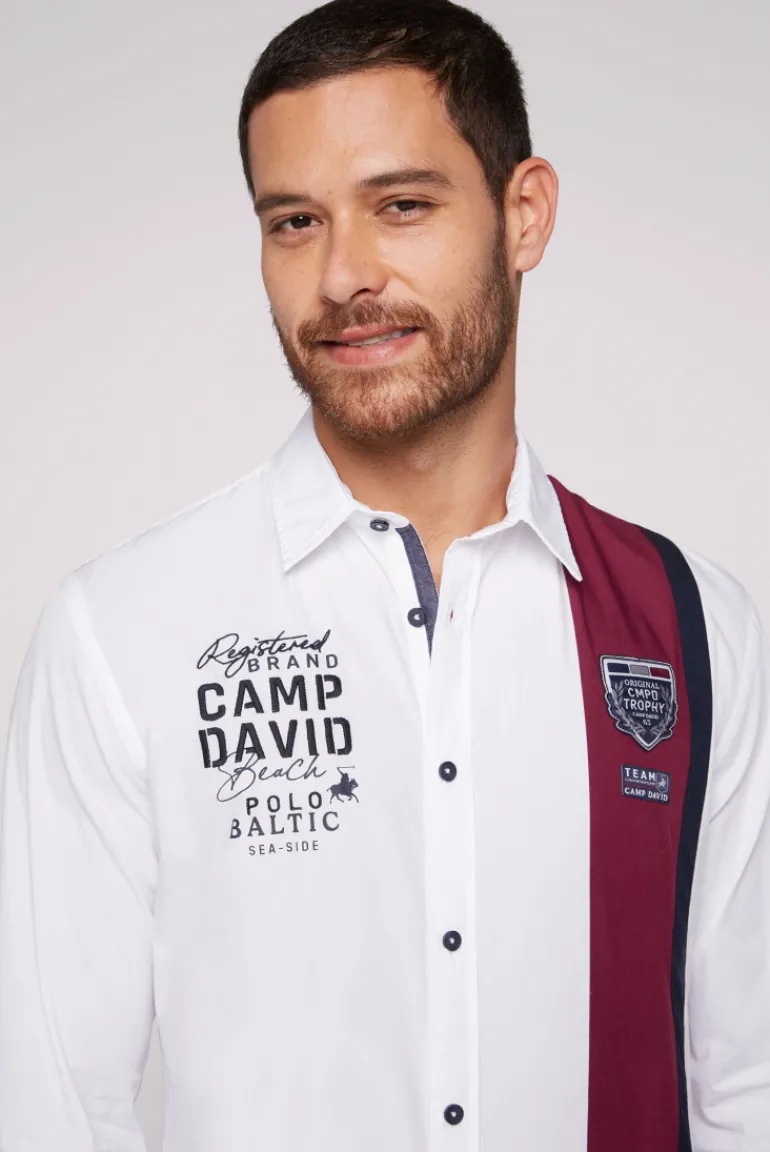 Shop CAMP DAVID & SOCCX Langarmhemd mit Color-Blocking und Artworks opticwhite