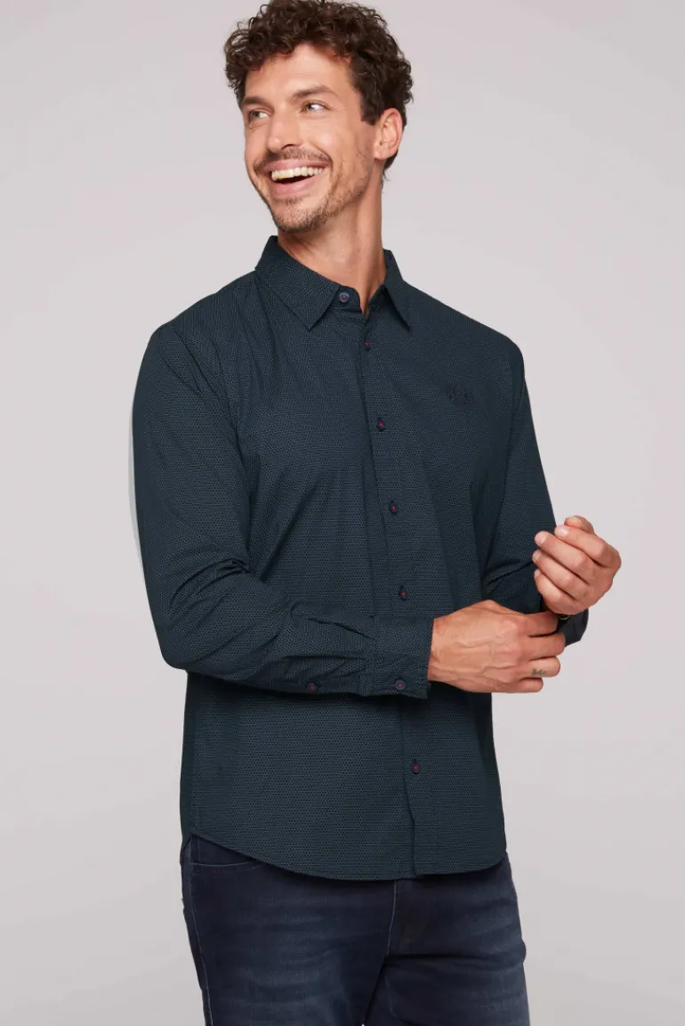 Sale CAMP DAVID & SOCCX Langarmhemd mit filigranen All Over Print blue navy bluenavy