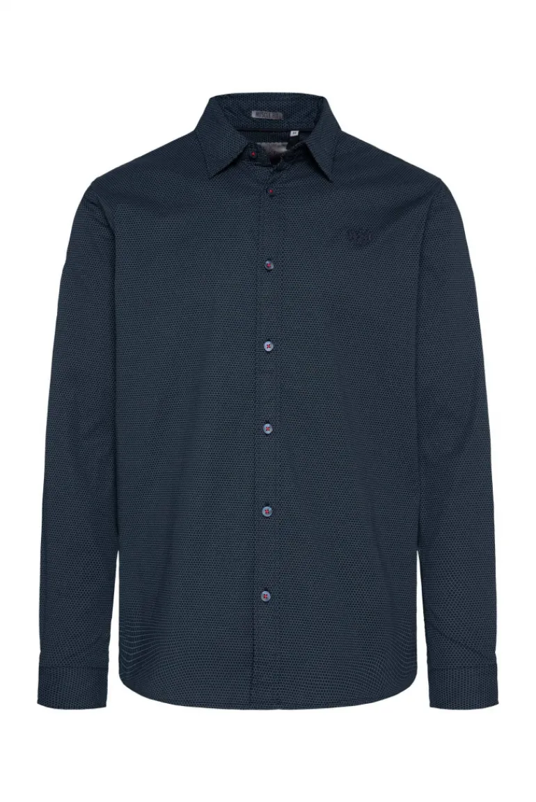 Sale CAMP DAVID & SOCCX Langarmhemd mit filigranen All Over Print blue navy bluenavy