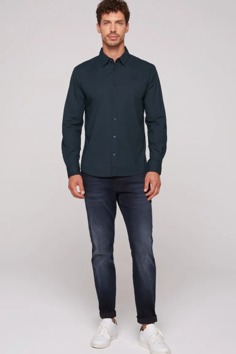 Sale CAMP DAVID & SOCCX Langarmhemd mit filigranen All Over Print blue navy bluenavy