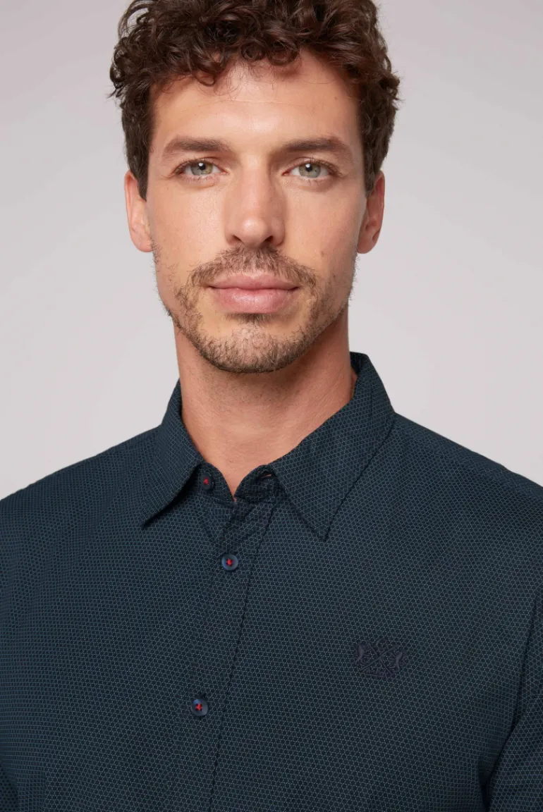 Sale CAMP DAVID & SOCCX Langarmhemd mit filigranen All Over Print blue navy bluenavy