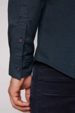 Sale CAMP DAVID & SOCCX Langarmhemd mit filigranen All Over Print blue navy bluenavy